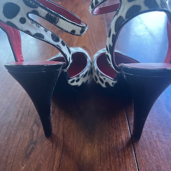 Nine West Black & White Leopard-Print Heels With Red Interior Womens Size 10M Fa - Picture 5 of 9